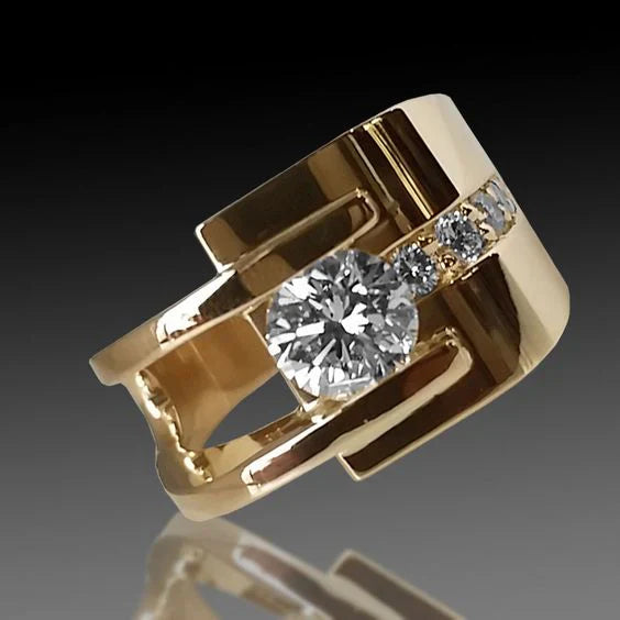 Vintage Irregular Golden Zirconium Ring