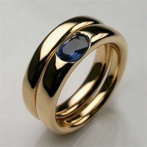 Classic Gold Ring with Blue Zirconia Accents