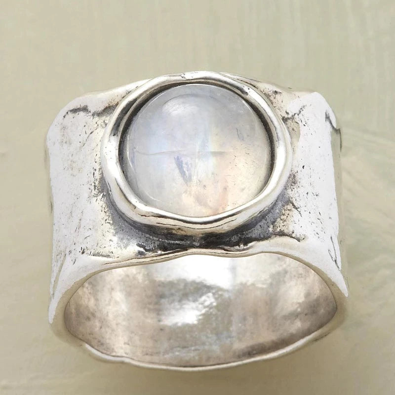 Lustrous Silver Moonstone Ring