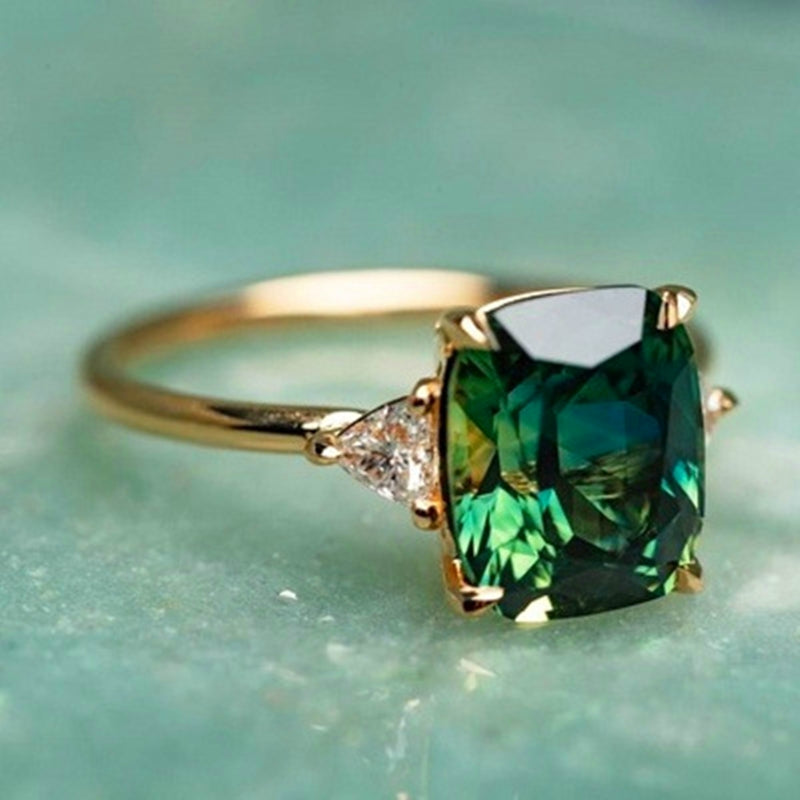 Chance - Gold Ring with Green Zircon