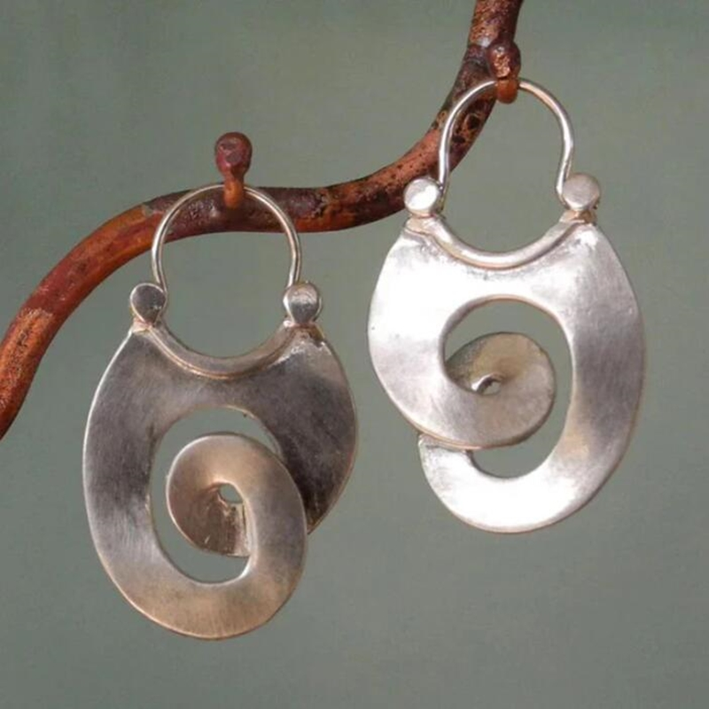 Retro Twisted Silver Earrings
