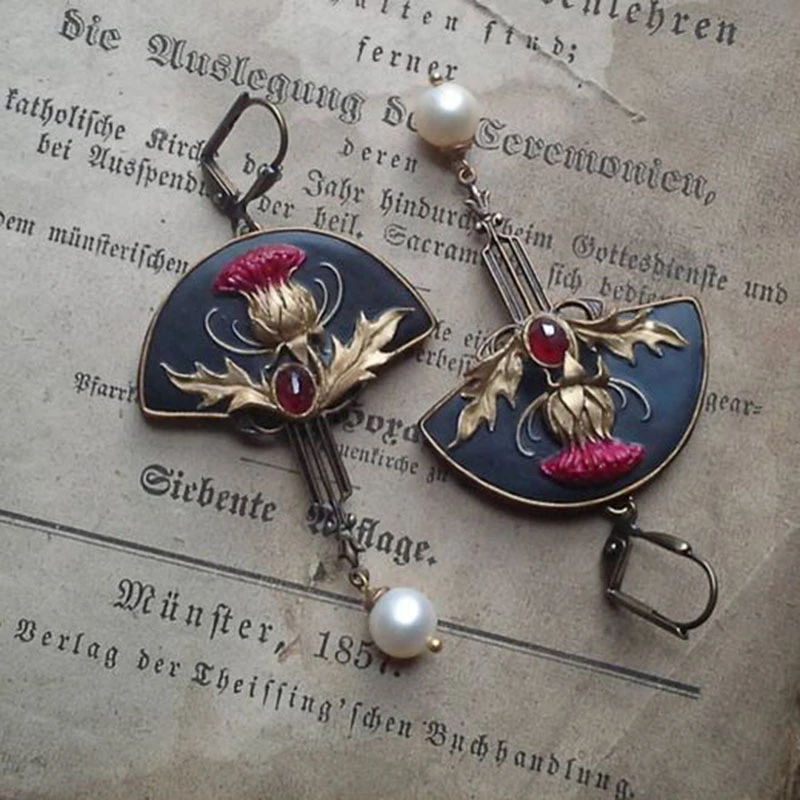Bohemian Earrings Featuring Red Beads and Crystals