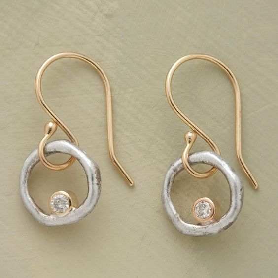 Retro Gold and Zirconium Silver Earrings