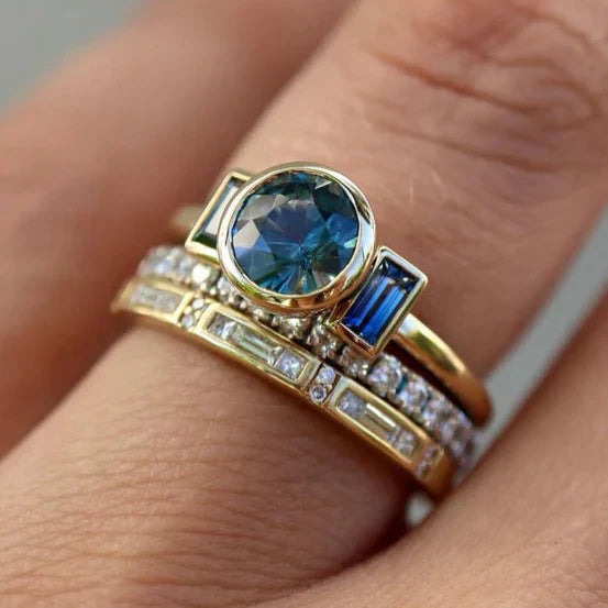 Chic Vintage Blue Zirconium Ring