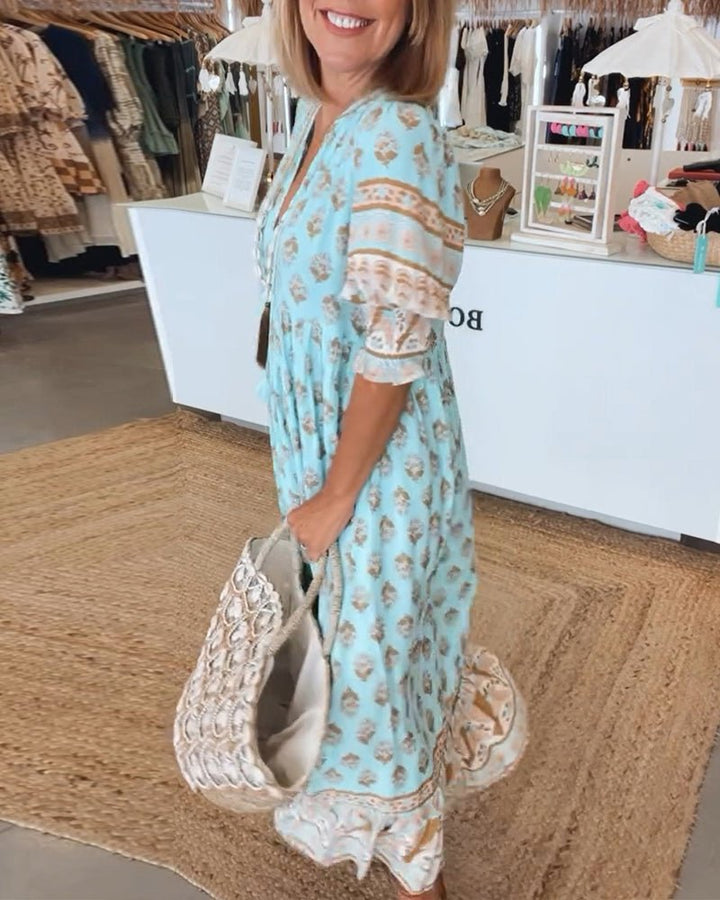 Mana | Elegant Floral V-Neck Dress