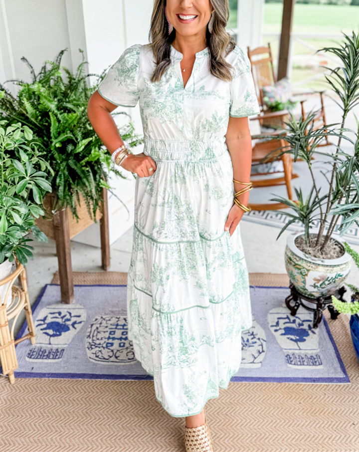 Eliza | Timeless Toile Maxi Dress
