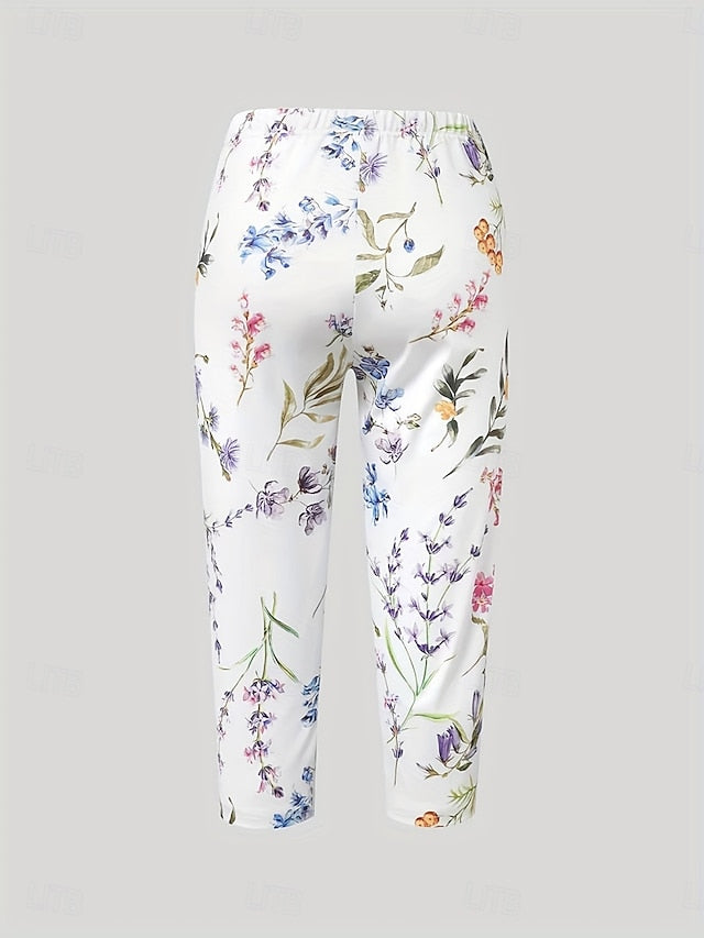 Plus Size Women's High Waist Stretch Lace Jean Capris - Sexy Skinny Denim Cropped Leggings