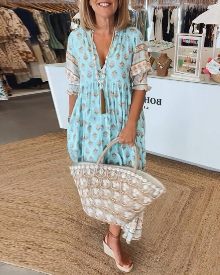 Mana | Elegant Floral V-Neck Dress