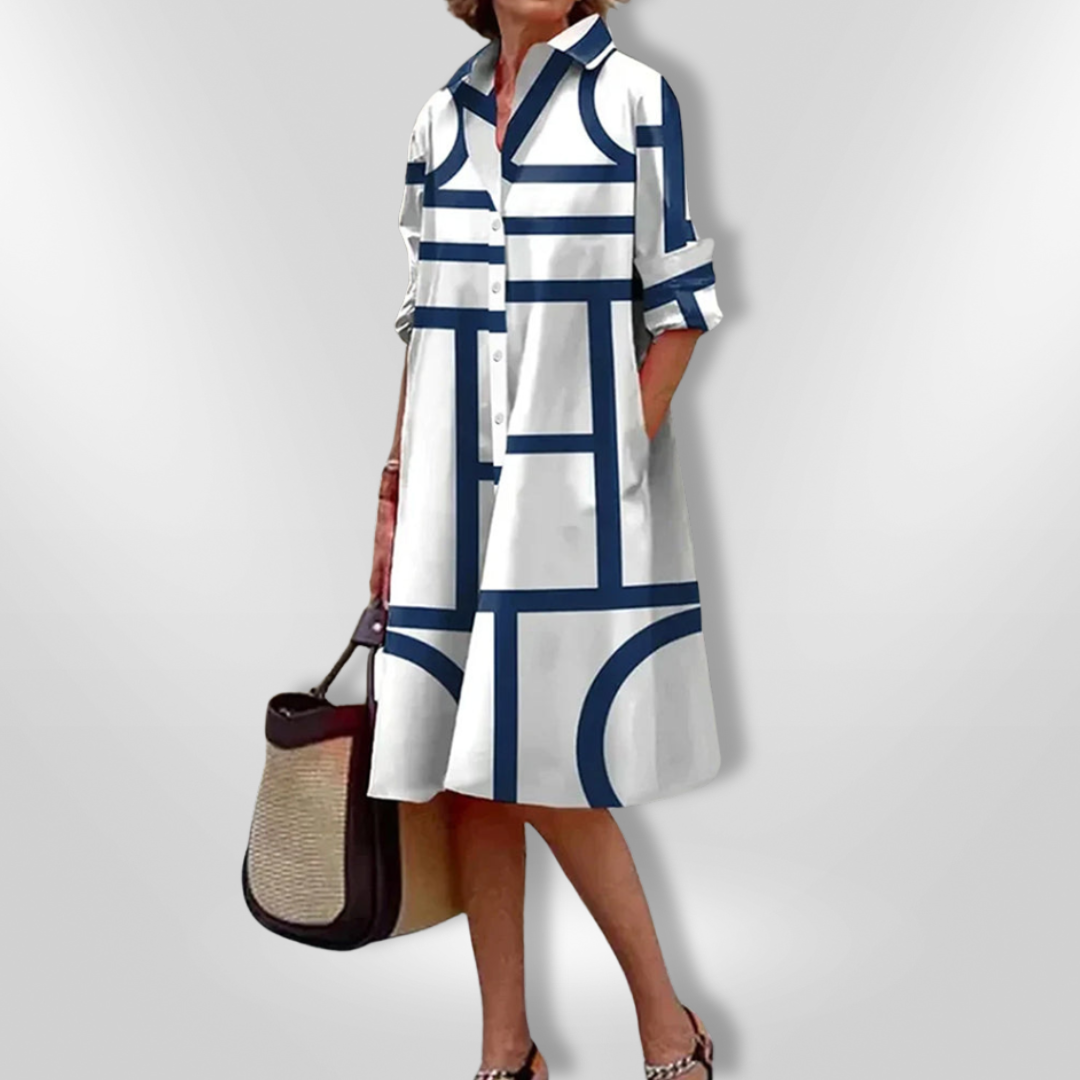 Lena | Geometric Pattern Midi Dress