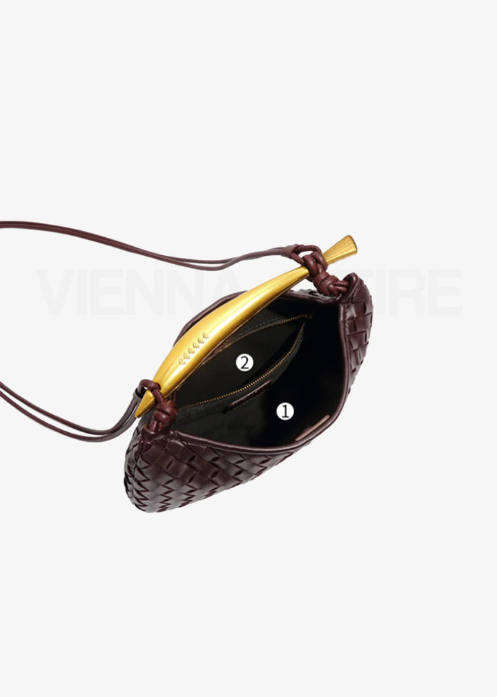 Alexandra – Woven Design Bag with Gold Handle