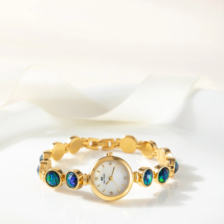 Nyra™ | Chic Bohemian Timepiece Adorned with Golden Pearls