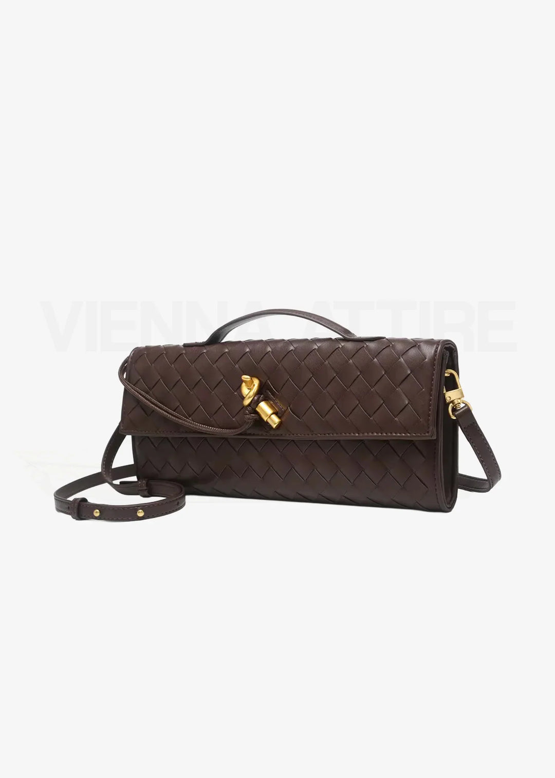 Woven Clutch with Knot Detail and Shoulder Strap