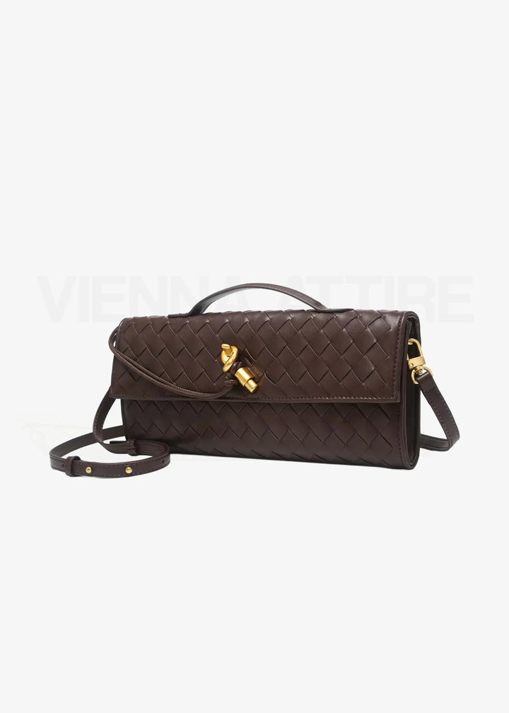Woven Clutch with Knot Detail and Shoulder Strap