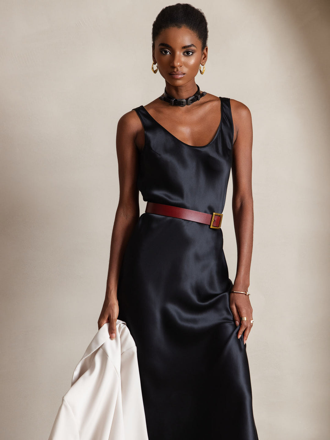 Elegant Sleeveless Long Dress with Wide Silk Straps