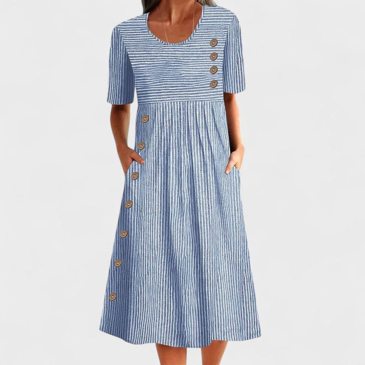 JULIANE | Striped midi dress with buttons