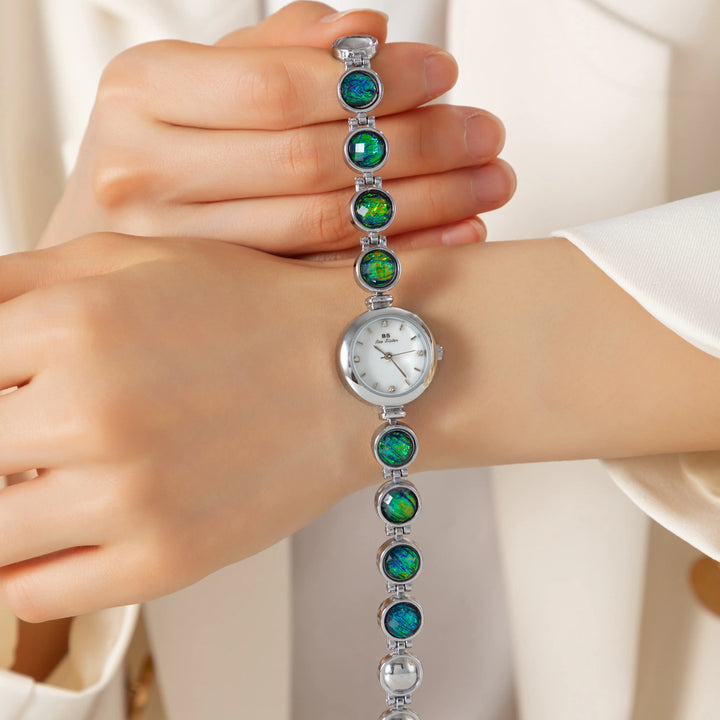 Nyra™ | Chic Bohemian Timepiece Adorned with Golden Pearls