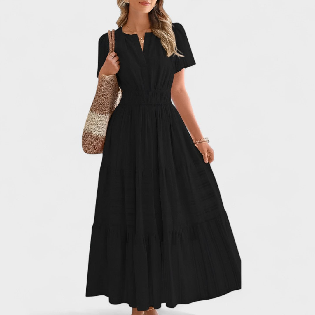 Maura - Short Sleeve Summer Maxi Dress