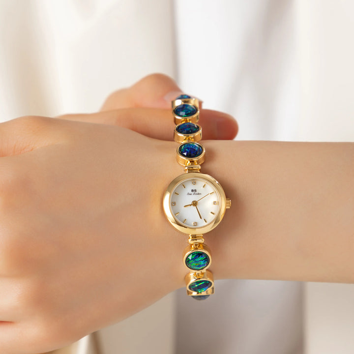 Nyra™ | Chic Bohemian Timepiece Adorned with Golden Pearls