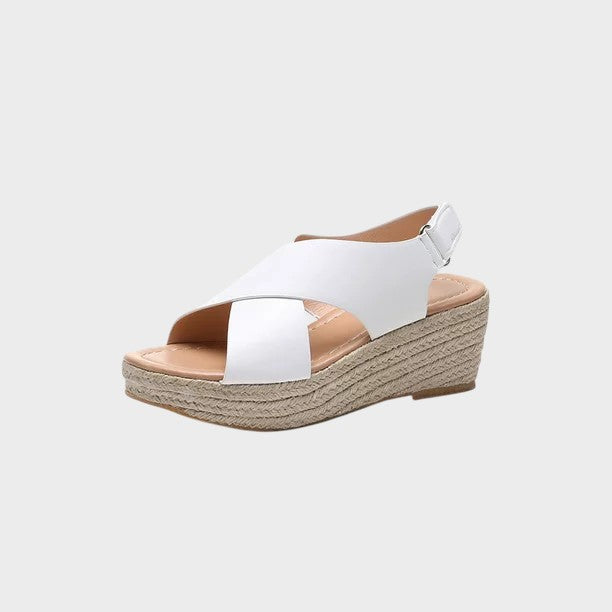 Katinka | Stylish Low-Heeled Sandals with Cross Straps