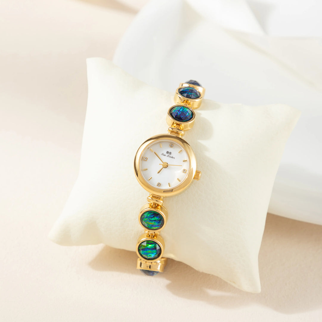Nyra™ | Chic Bohemian Timepiece Adorned with Golden Pearls