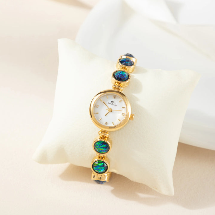 Nyra™ | Chic Bohemian Timepiece Adorned with Golden Pearls