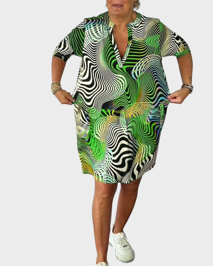LALUNA | Colorful Dress with V-Neck