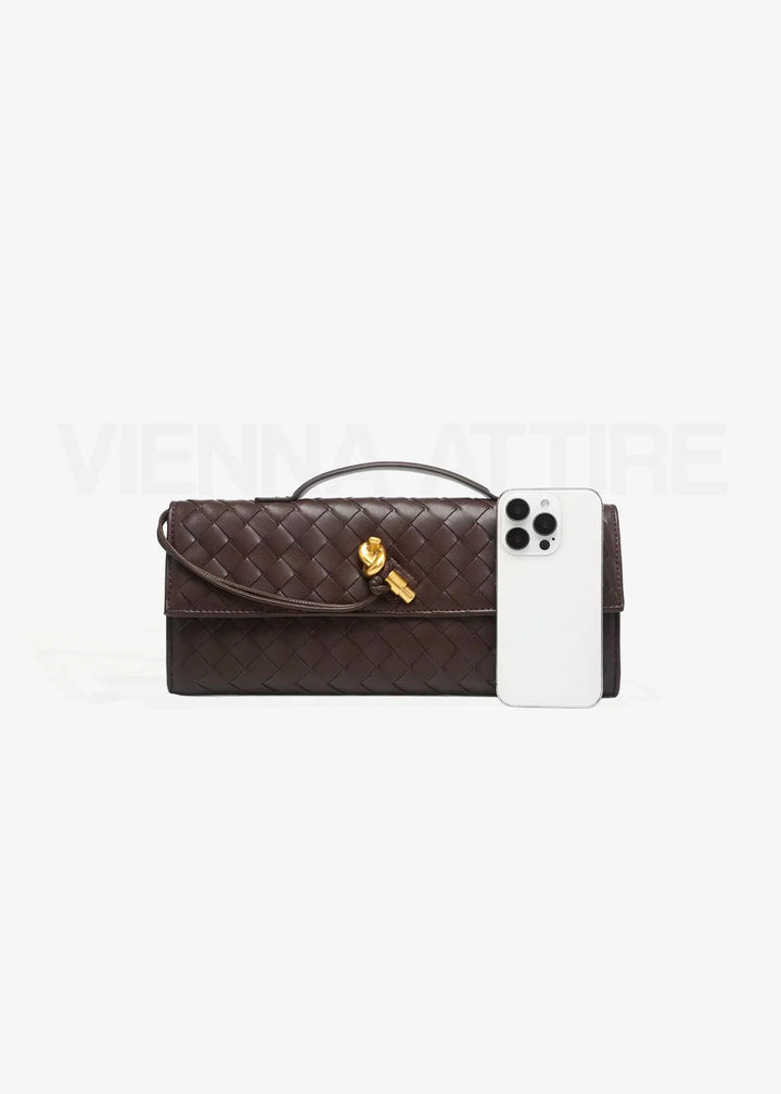 Woven Clutch with Knot Detail and Shoulder Strap