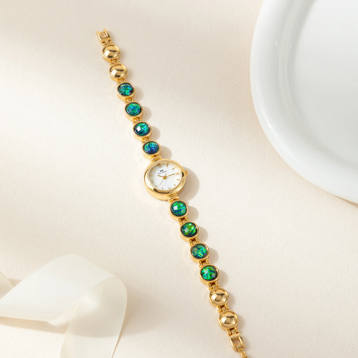 Nyra™ | Chic Bohemian Timepiece Adorned with Golden Pearls