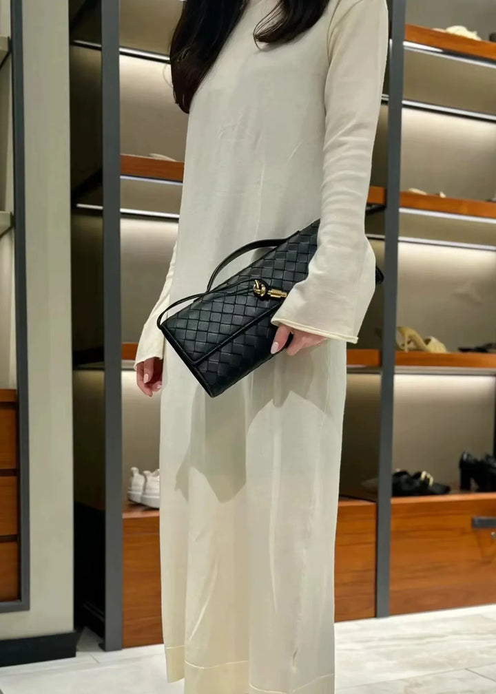 Woven Clutch with Knot Detail and Shoulder Strap