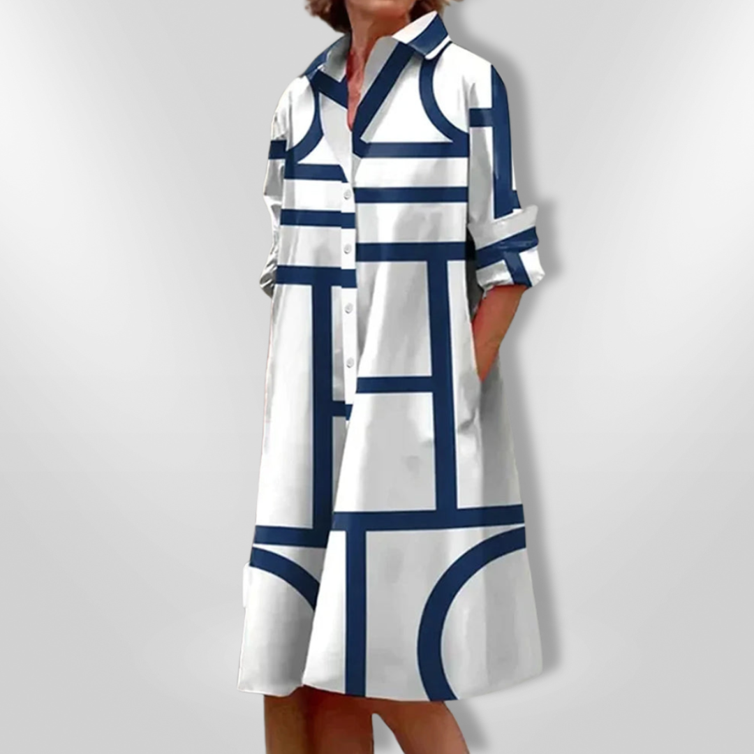 Lena | Geometric Pattern Midi Dress