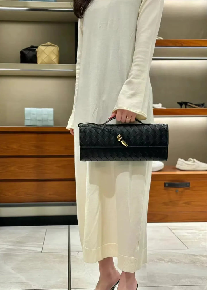 Woven Clutch with Knot Detail and Shoulder Strap