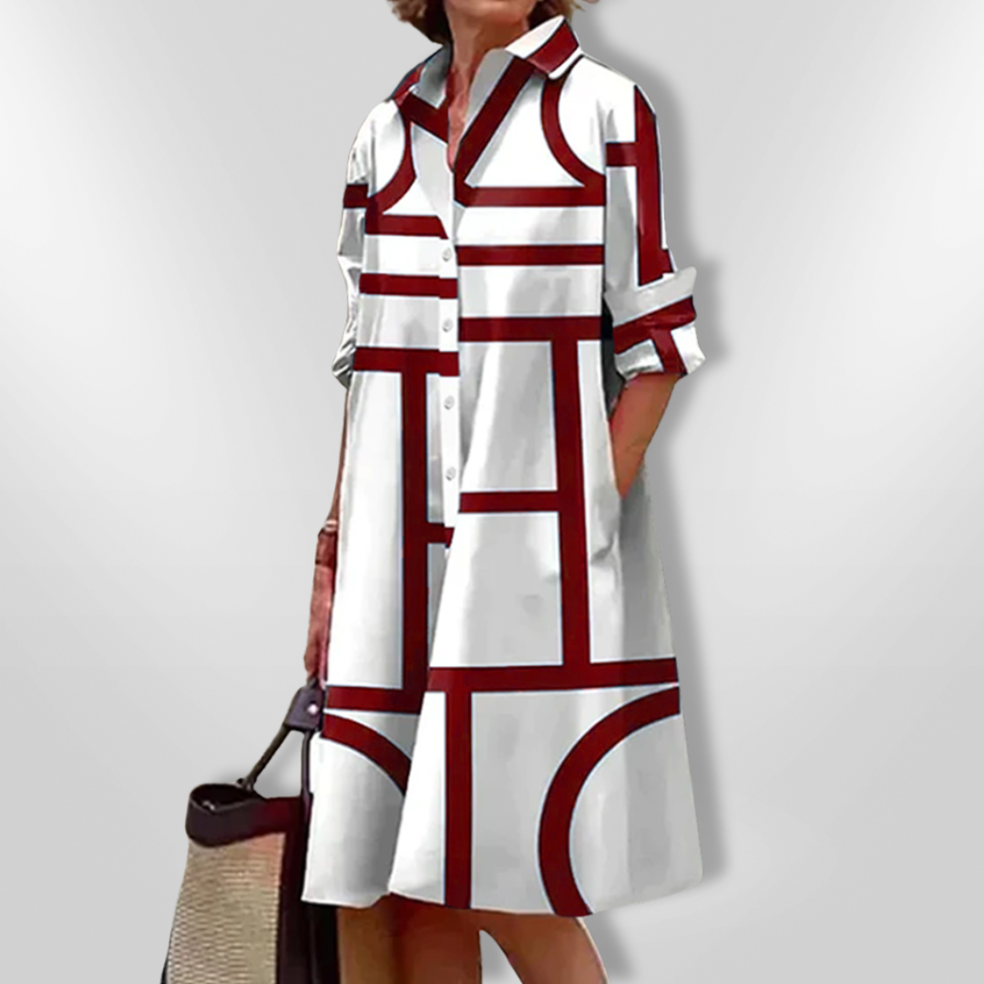 Lena | Geometric Pattern Midi Dress