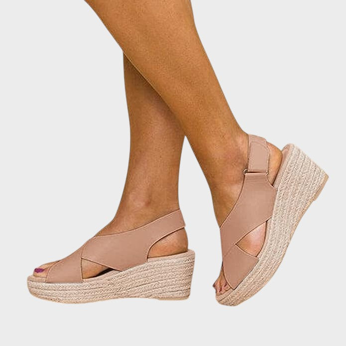 Katinka | Stylish Low-Heeled Sandals with Cross Straps