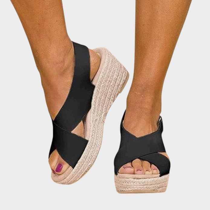 Katinka | Stylish Low-Heeled Sandals with Cross Straps