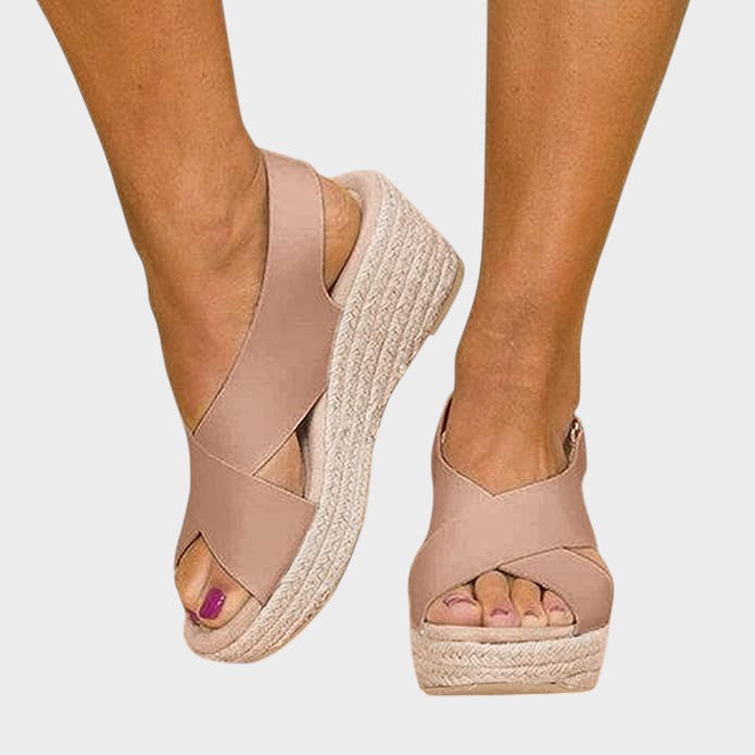 Katinka | Stylish Low-Heeled Sandals with Cross Straps