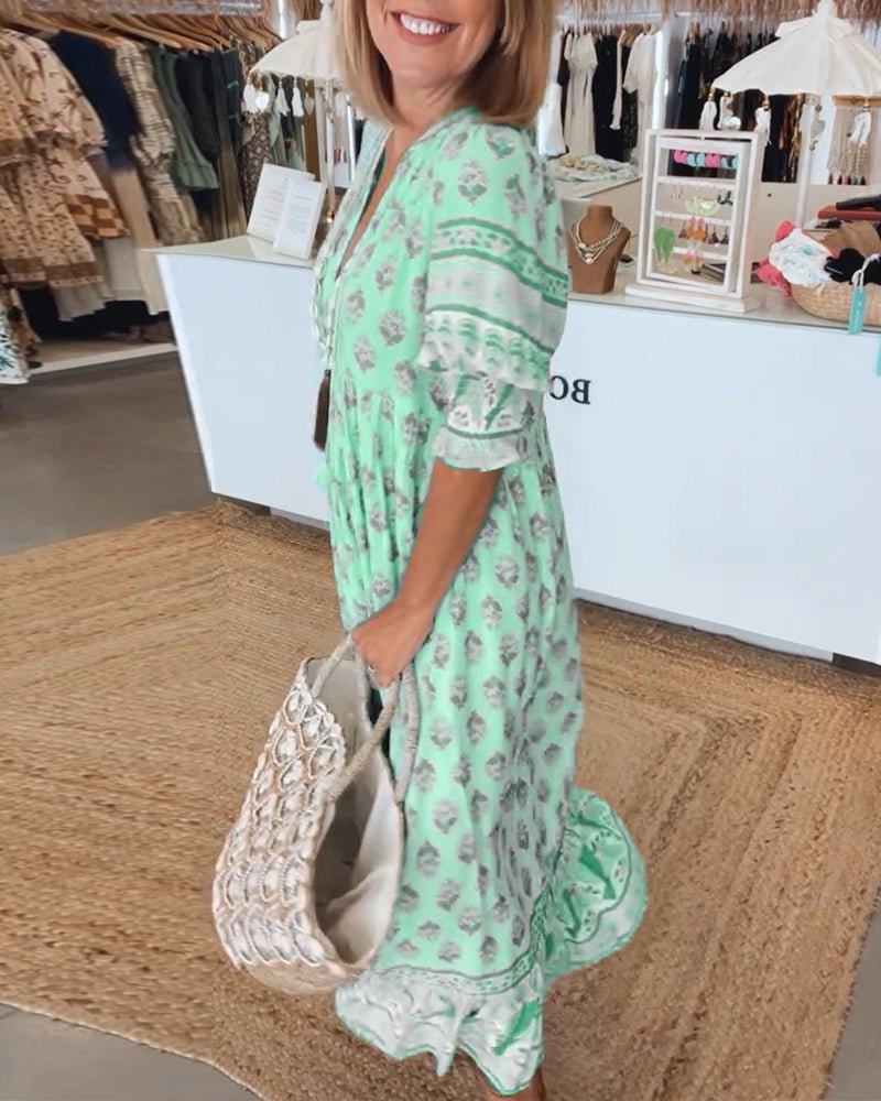 Mana | Elegant Floral V-Neck Dress