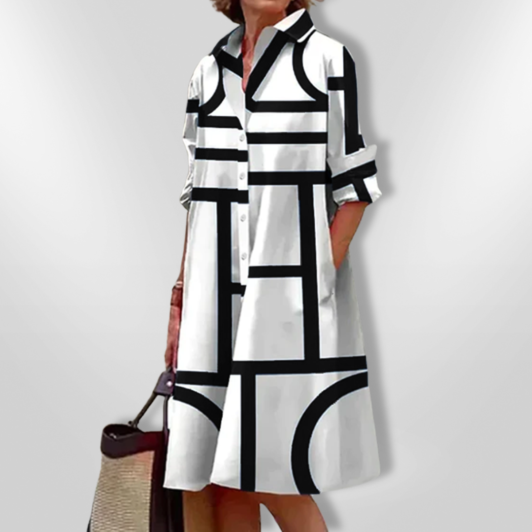 Lena | Geometric Pattern Midi Dress