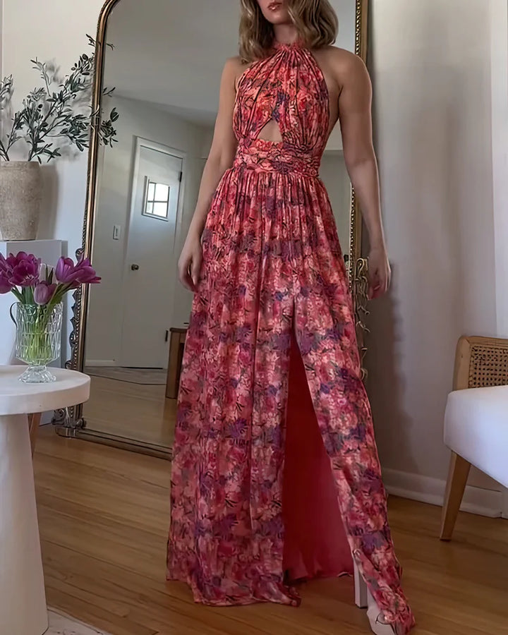 Isa Luna | Floral Print Backless Maxi Dress