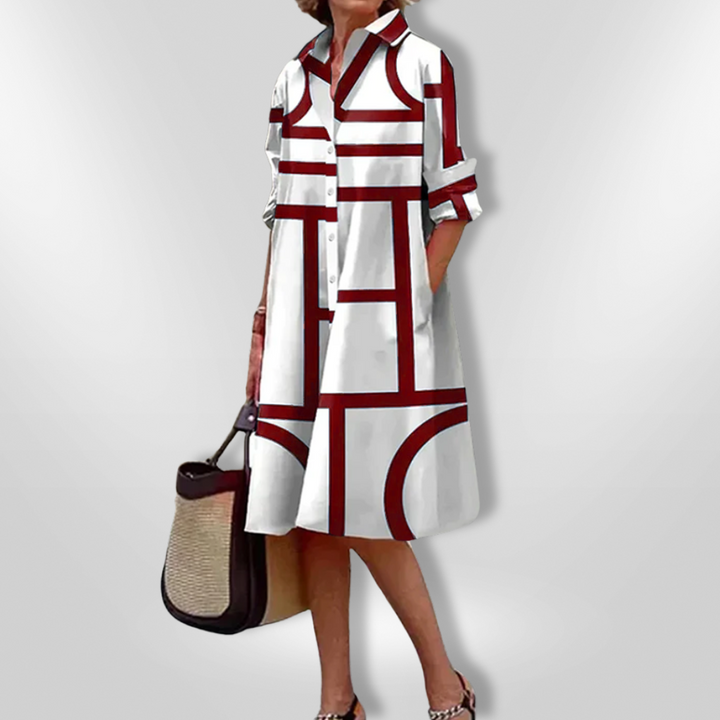 Lena | Geometric Pattern Midi Dress