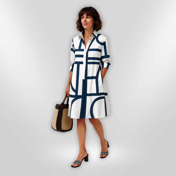 Lena | Geometric Pattern Midi Dress