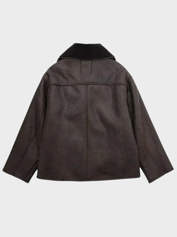 Stine | Stylish leather jacket with shearling trim