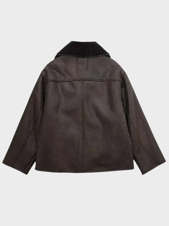 Stine | Stylish leather jacket with shearling trim