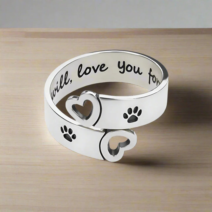 FAYAIE Adjustable Paw and Heart Design Ring