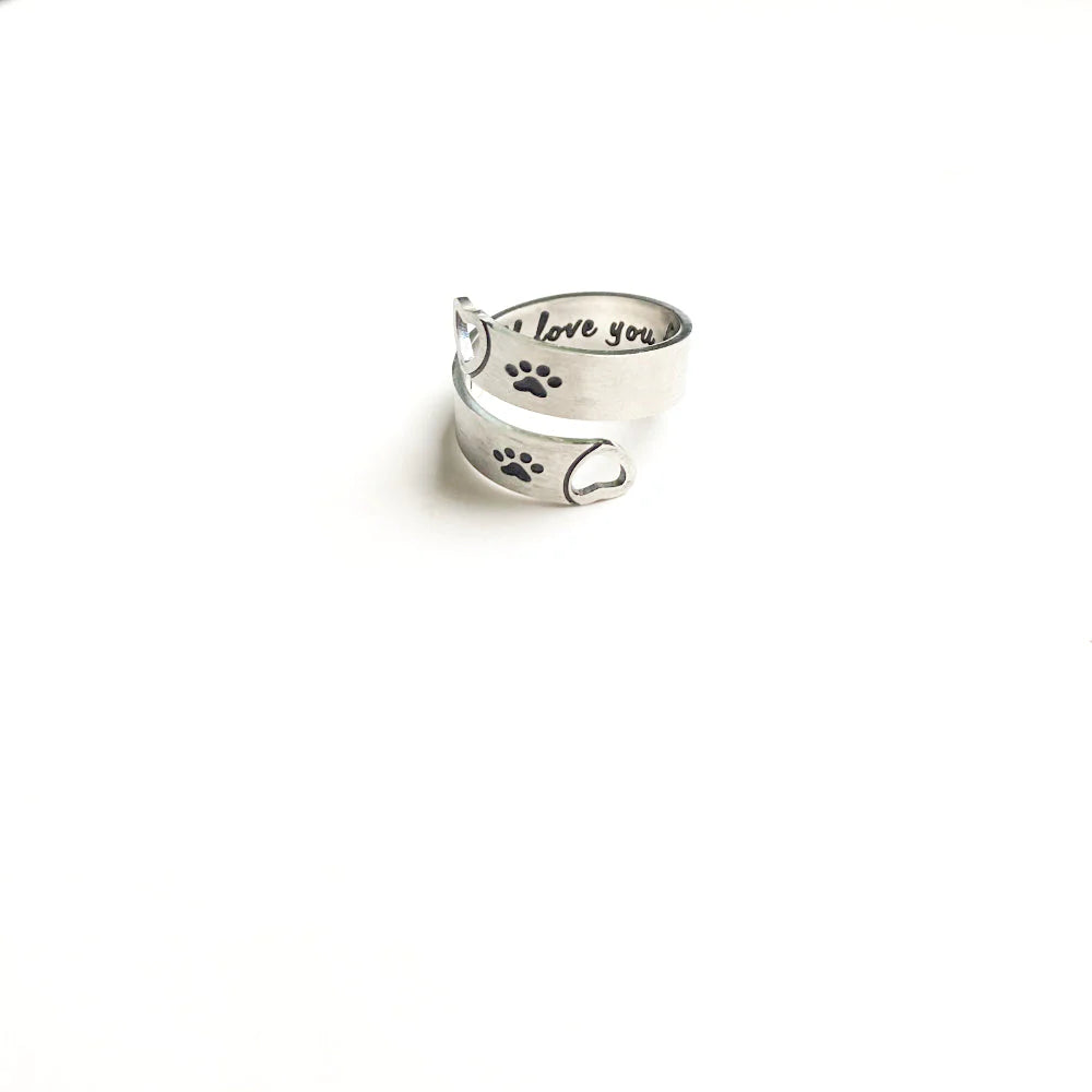 FAYAIE Adjustable Paw and Heart Design Ring
