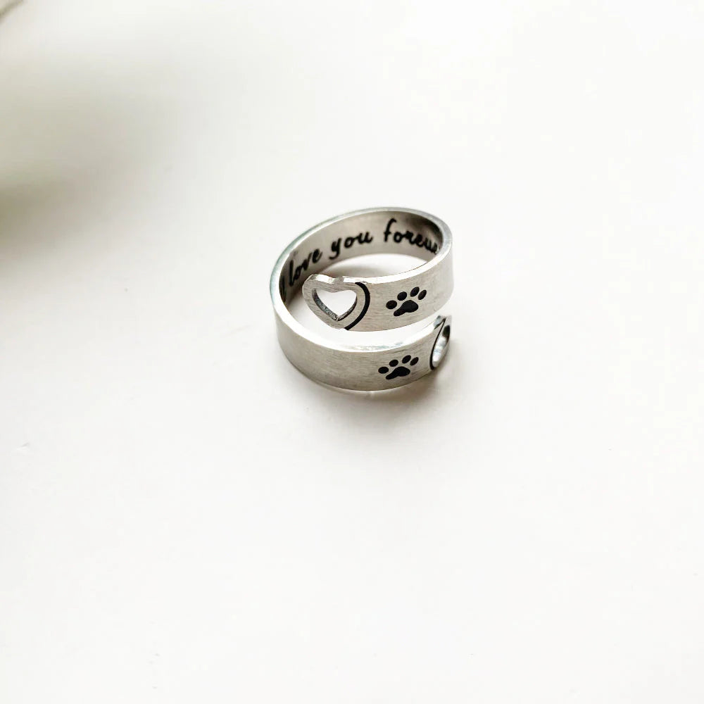 FAYAIE Adjustable Paw and Heart Design Ring