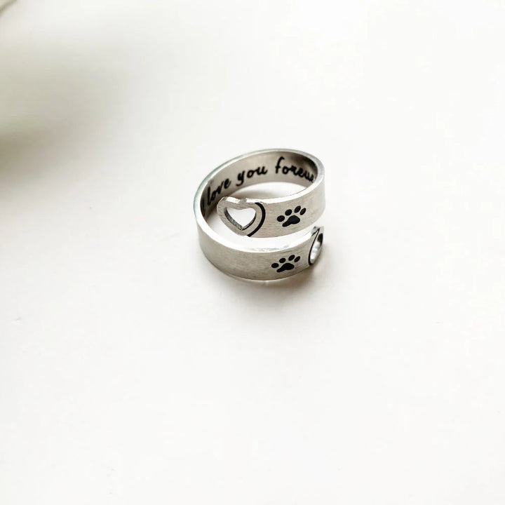 FAYAIE Adjustable Paw and Heart Design Ring