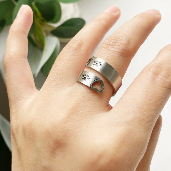 FAYAIE Adjustable Paw and Heart Design Ring