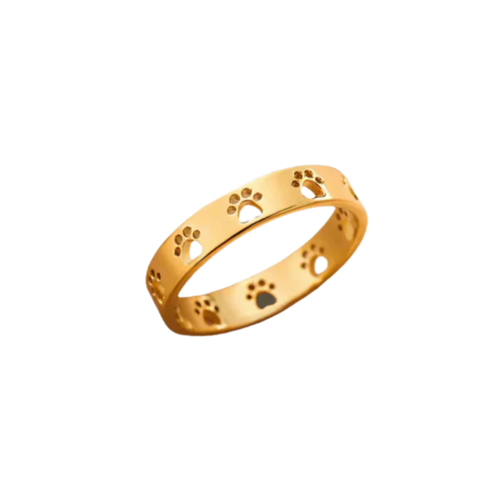 Adjustable Silver and Gold Paw Print Ring – Miraie