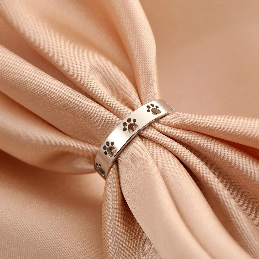 Adjustable Silver and Gold Paw Print Ring – Miraie