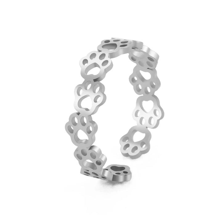 Adjustable Silver and Gold Paw Print Ring – OVA